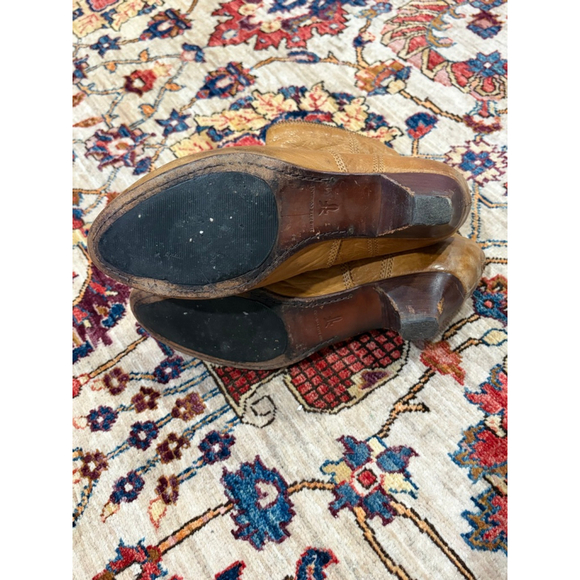Frye Steffi Zip Short Leather Ankle Boots Tan Distressed Western Women’s Size 9 - Picture 3 of 9